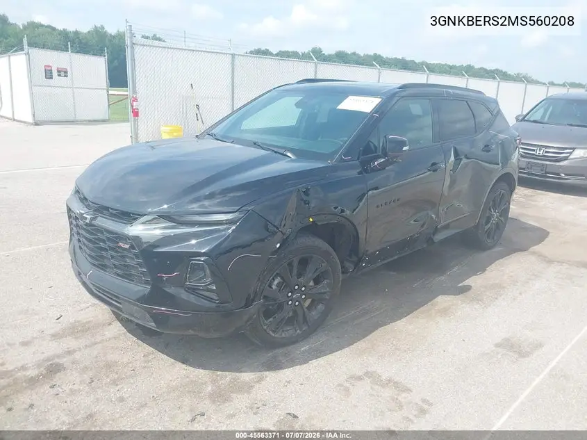 2021 Chevrolet Blazer Fwd Rs VIN: 3GNKBERS2MS560208 Lot: 45563371