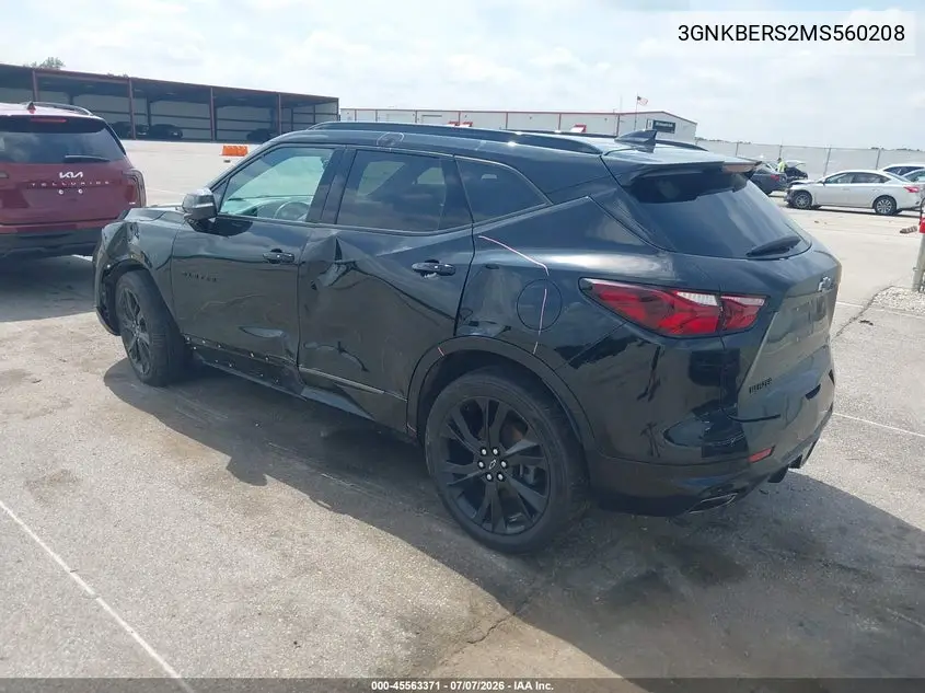 2021 Chevrolet Blazer Fwd Rs VIN: 3GNKBERS2MS560208 Lot: 45563371