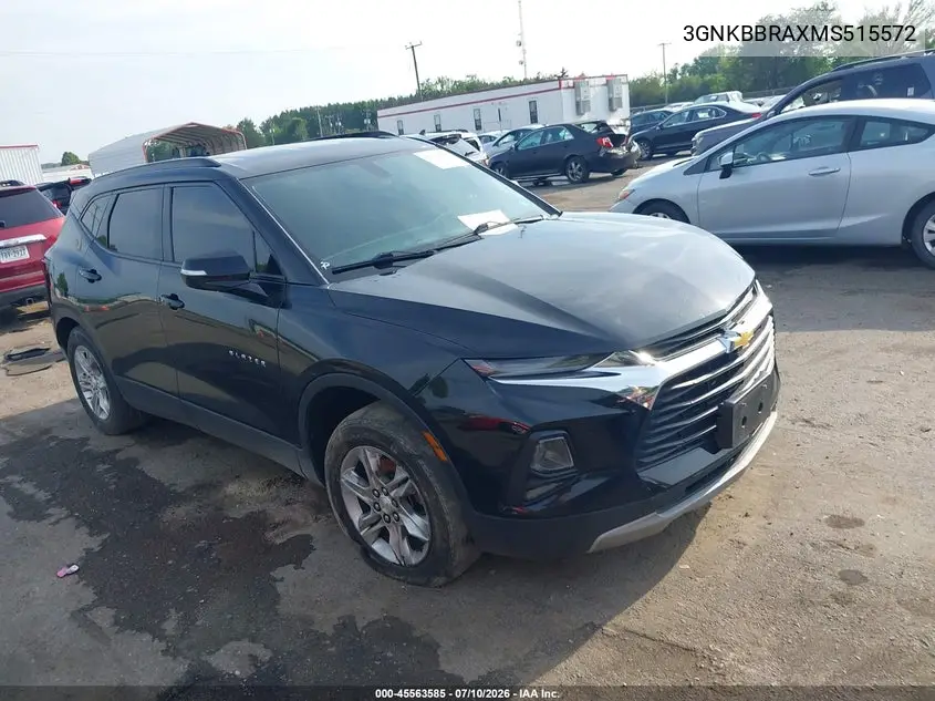 2021 Chevrolet Blazer Fwd 1Lt VIN: 3GNKBBRAXMS515572 Lot: 45563585
