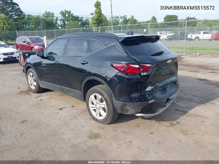 2021 Chevrolet Blazer Fwd 1Lt VIN: 3GNKBBRAXMS515572 Lot: 45563585
