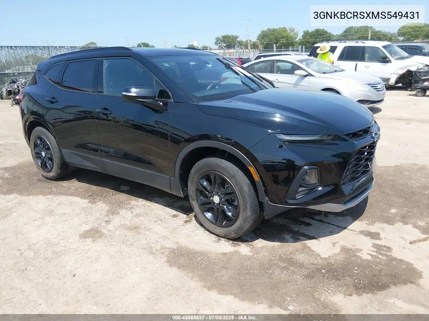 2021 Chevrolet Blazer Fwd 2Lt VIN: 3GNKBCRSXMS549431 Lot: 45568657