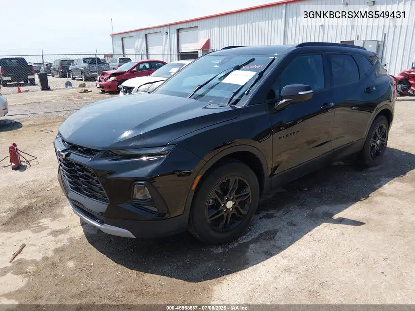 2021 Chevrolet Blazer Fwd 2Lt VIN: 3GNKBCRSXMS549431 Lot: 45568657