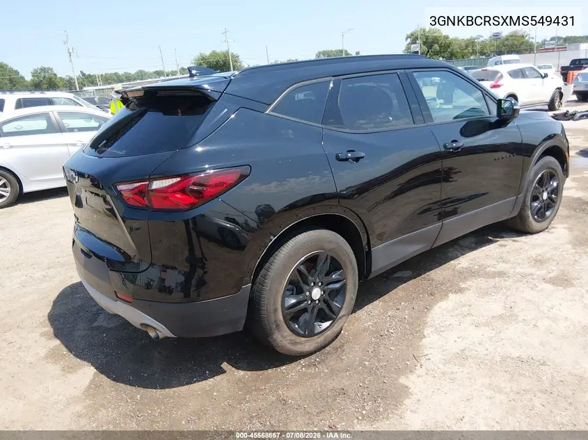 2021 Chevrolet Blazer Fwd 2Lt VIN: 3GNKBCRSXMS549431 Lot: 45568657