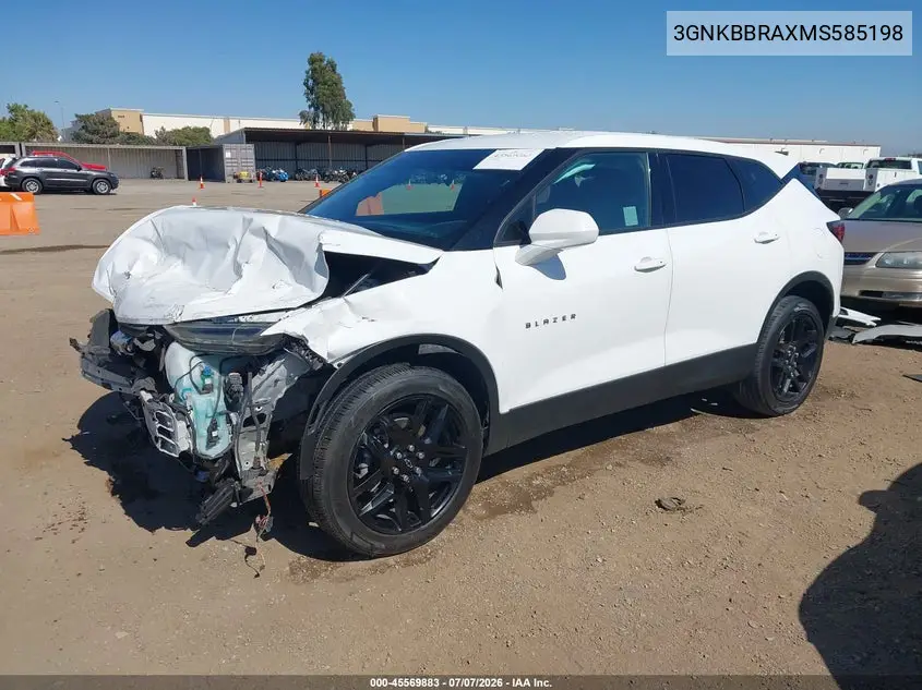 2021 Chevrolet Blazer Fwd 1Lt VIN: 3GNKBBRAXMS585198 Lot: 45569883