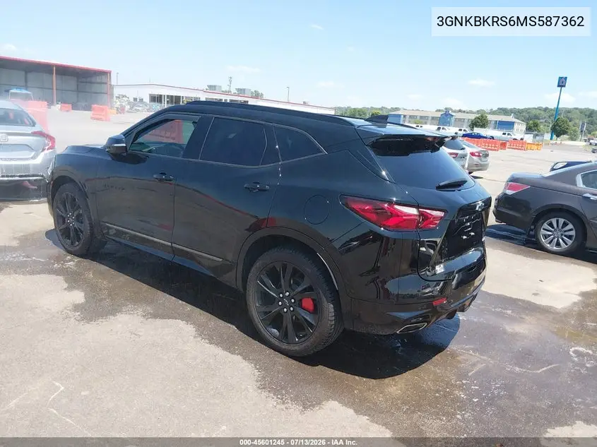 2021 Chevrolet Blazer Awd Rs VIN: 3GNKBKRS6MS587362 Lot: 45601245