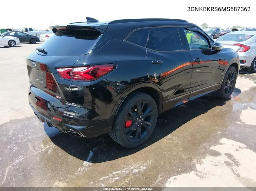 2021 Chevrolet Blazer Awd Rs VIN: 3GNKBKRS6MS587362 Lot: 45601245