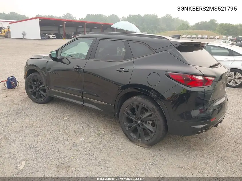 2021 Chevrolet Blazer Fwd Rs VIN: 3GNKBERS2MS521795 Lot: 45648883