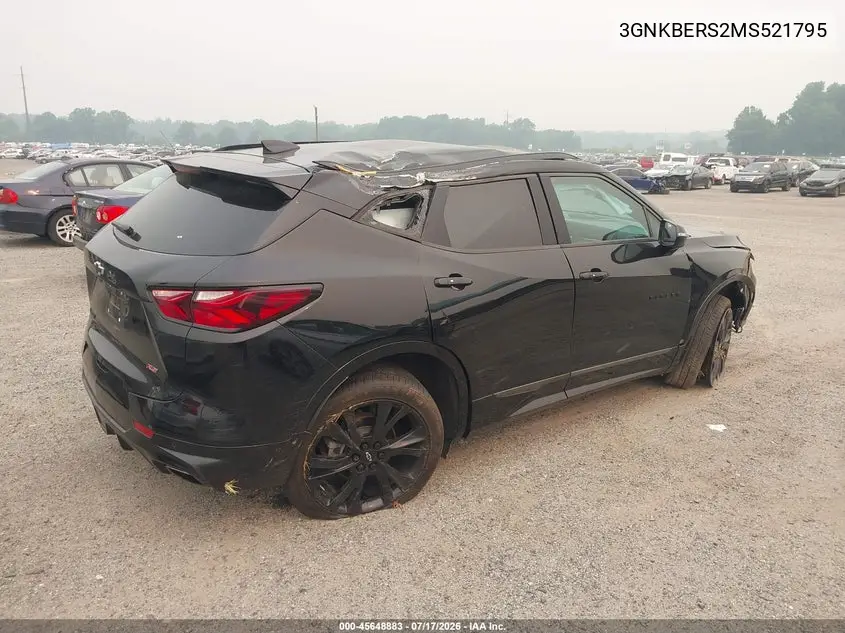 2021 Chevrolet Blazer Fwd Rs VIN: 3GNKBERS2MS521795 Lot: 45648883