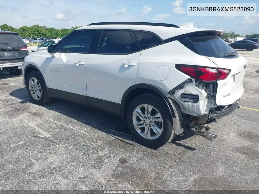 2021 Chevrolet Blazer Fwd 1Lt VIN: 3GNKBBRAXMS523090 Lot: 45649827