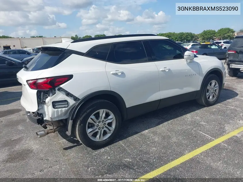 2021 Chevrolet Blazer Fwd 1Lt VIN: 3GNKBBRAXMS523090 Lot: 45649827