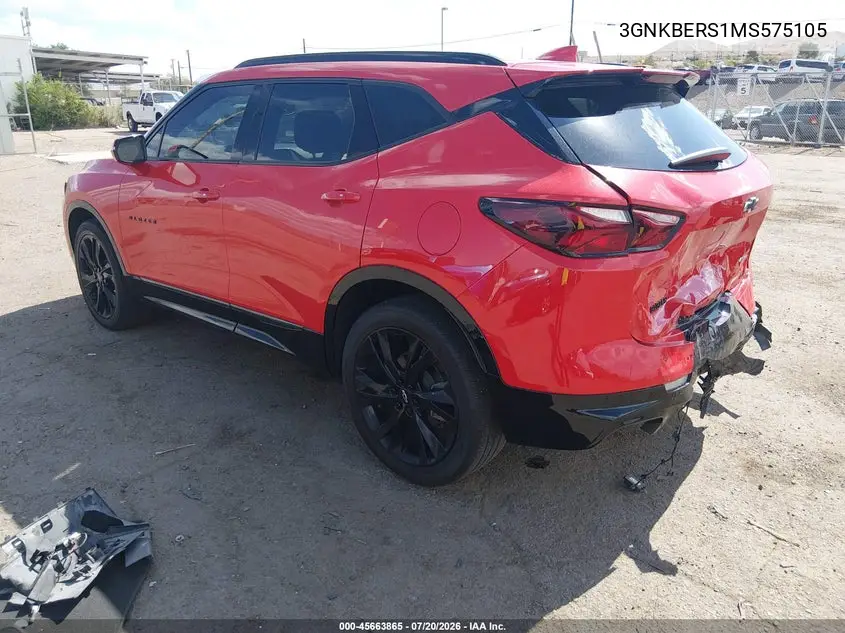 2021 Chevrolet Blazer Fwd Rs VIN: 3GNKBERS1MS575105 Lot: 45663865
