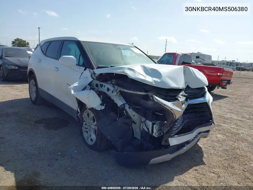2021 Chevrolet Blazer Fwd 2Lt VIN: 3GNKBCR40MS506380 Lot: 45665209