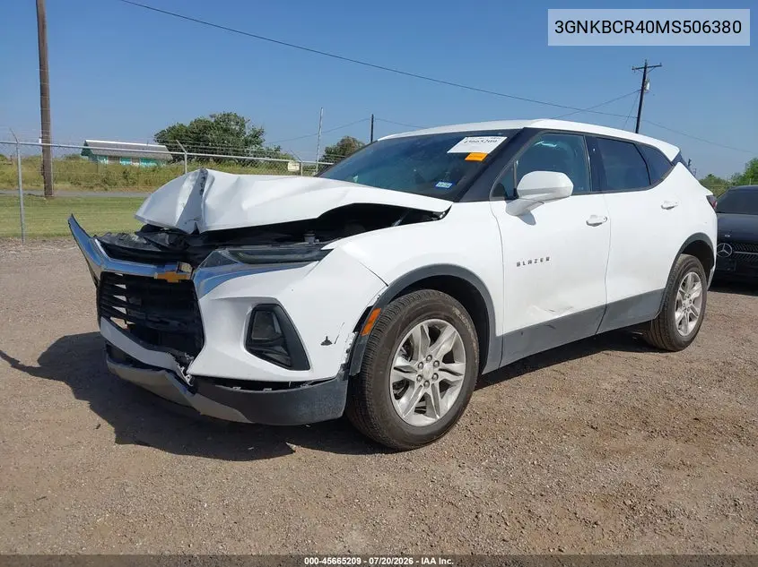 2021 Chevrolet Blazer Fwd 2Lt VIN: 3GNKBCR40MS506380 Lot: 45665209