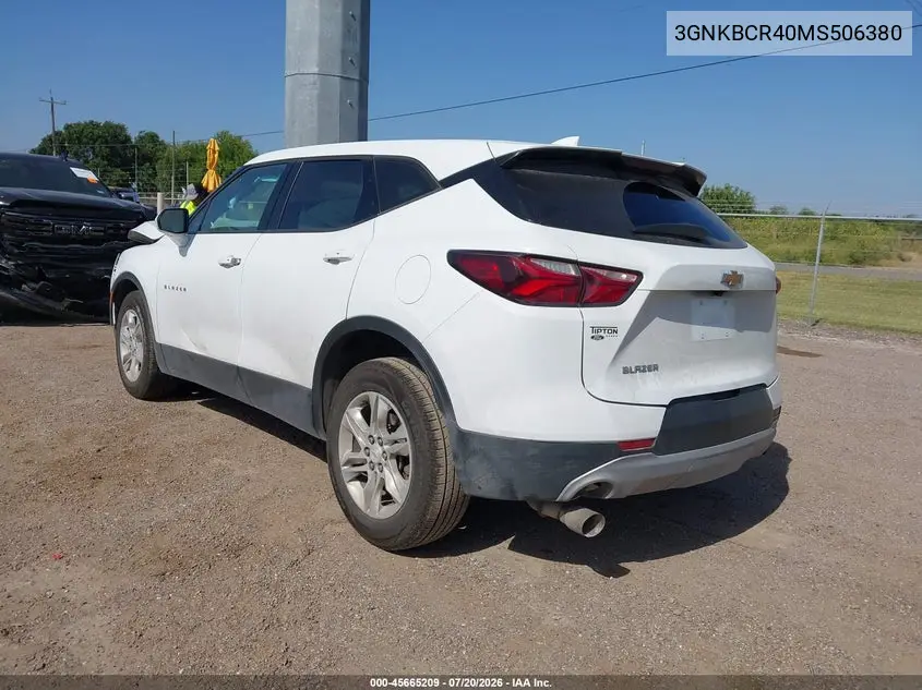 2021 Chevrolet Blazer Fwd 2Lt VIN: 3GNKBCR40MS506380 Lot: 45665209