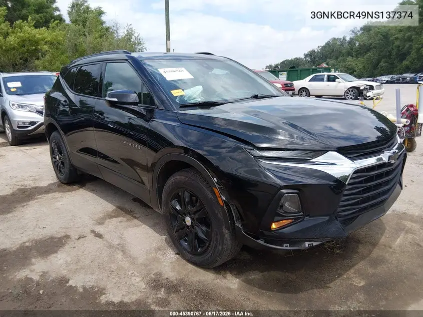 2022 Chevrolet Blazer Fwd 2Lt VIN: 3GNKBCR49NS137374 Lot: 45390767