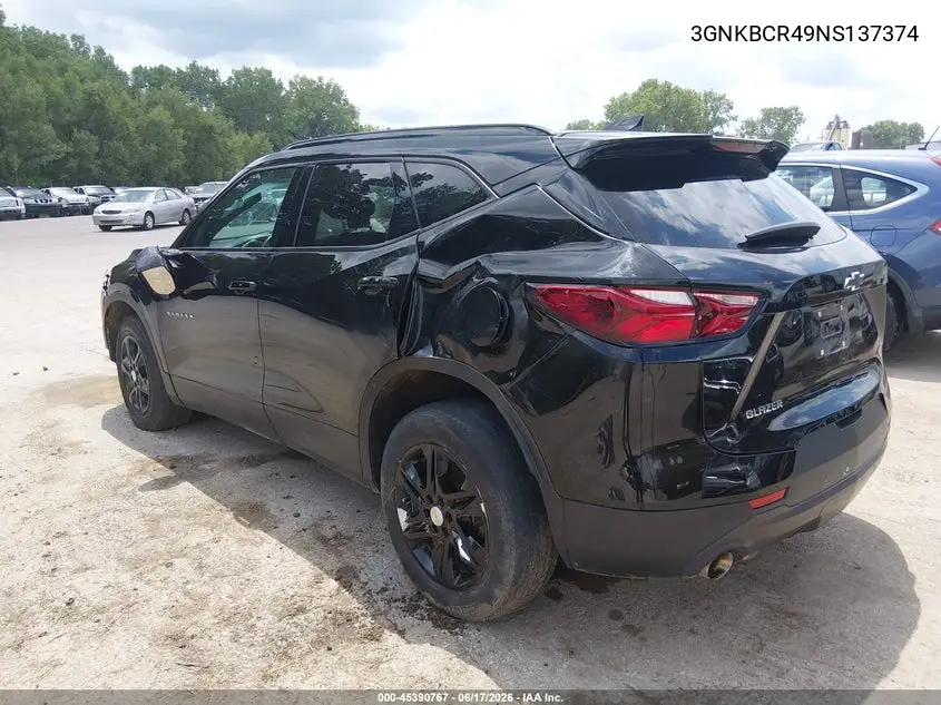 2022 Chevrolet Blazer Fwd 2Lt VIN: 3GNKBCR49NS137374 Lot: 45390767