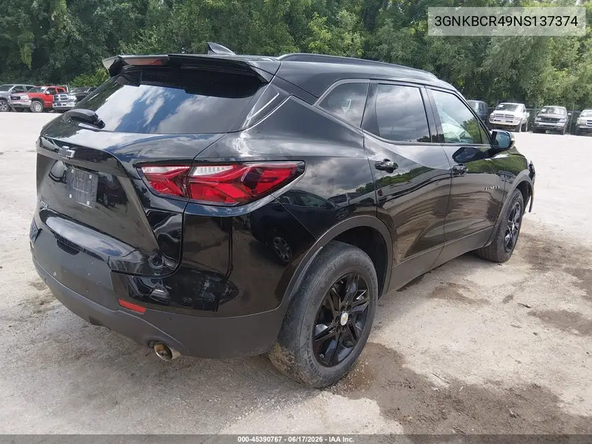 2022 Chevrolet Blazer Fwd 2Lt VIN: 3GNKBCR49NS137374 Lot: 45390767