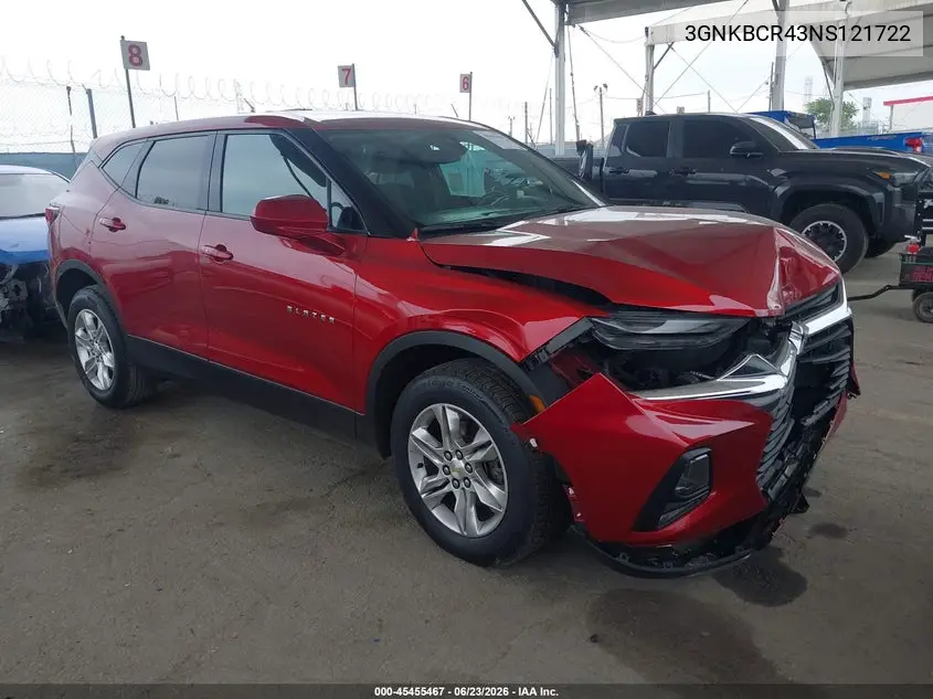 2022 Chevrolet Blazer Fwd 2Lt VIN: 3GNKBCR43NS121722 Lot: 45455467