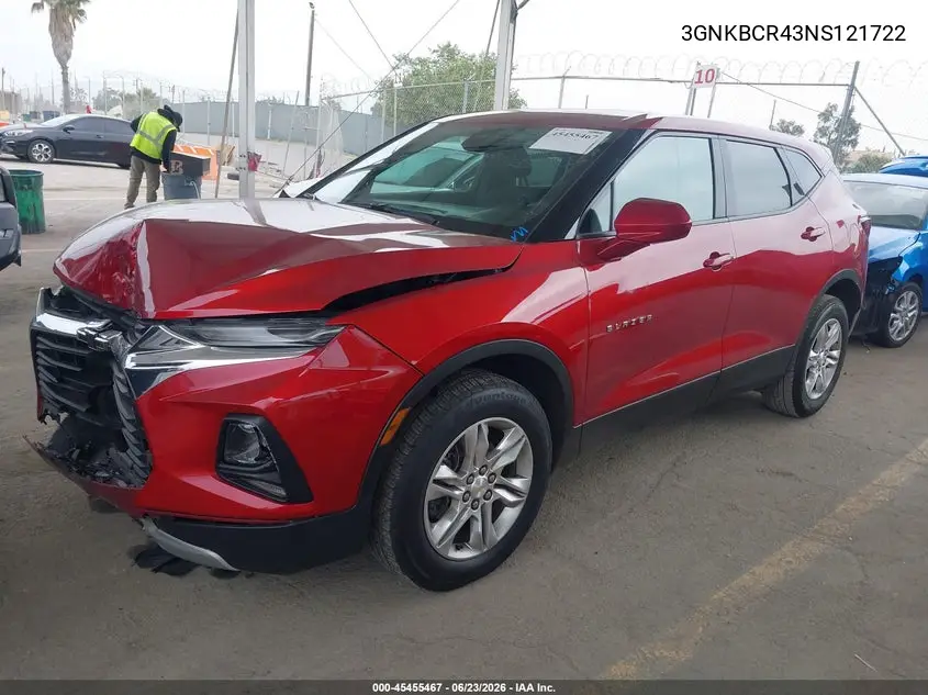 2022 Chevrolet Blazer Fwd 2Lt VIN: 3GNKBCR43NS121722 Lot: 45455467