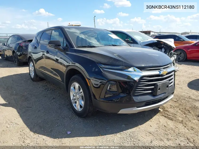 2022 Chevrolet Blazer Fwd 2Lt VIN: 3GNKBCR43NS112180 Lot: 45494739