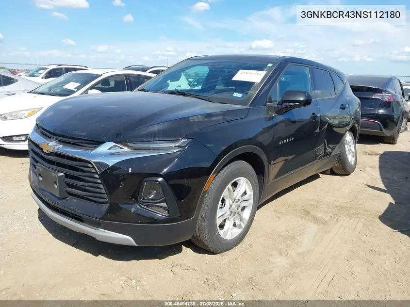 2022 Chevrolet Blazer Fwd 2Lt VIN: 3GNKBCR43NS112180 Lot: 45494739