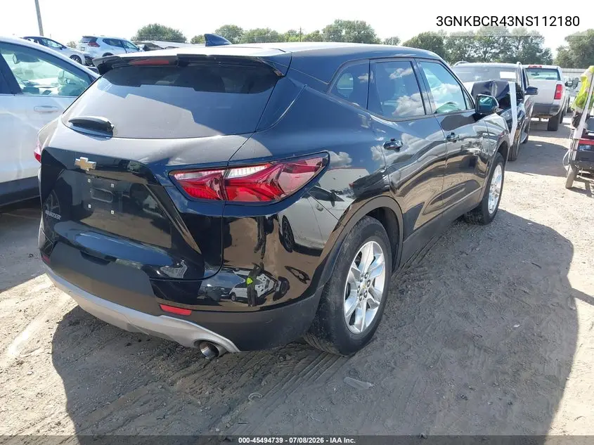 2022 Chevrolet Blazer Fwd 2Lt VIN: 3GNKBCR43NS112180 Lot: 45494739