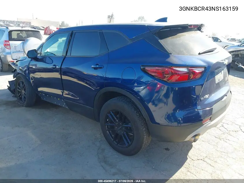 2022 Chevrolet Blazer Fwd 2Lt VIN: 3GNKBCR43NS163159 Lot: 45496217