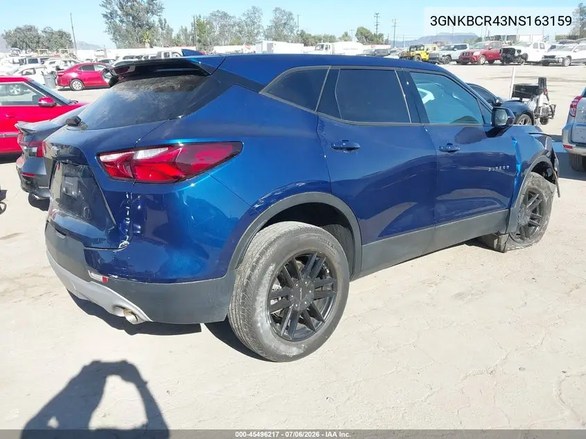 2022 Chevrolet Blazer Fwd 2Lt VIN: 3GNKBCR43NS163159 Lot: 45496217