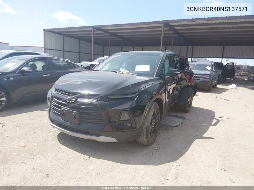 2022 Chevrolet Blazer Fwd 2Lt VIN: 3GNKBCR40NS137571 Lot: 45513936