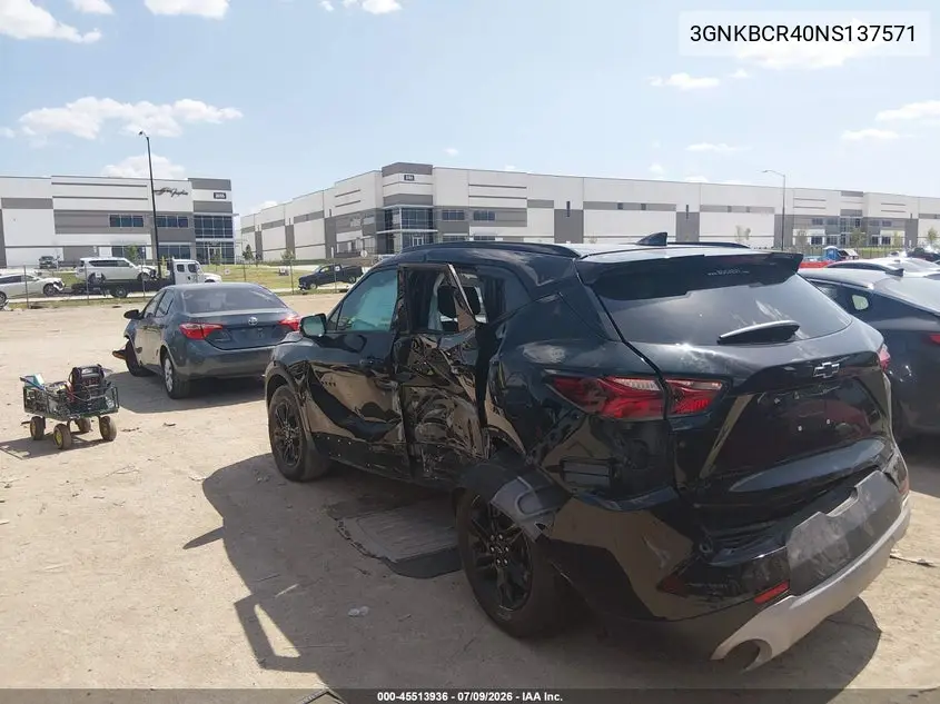 2022 Chevrolet Blazer Fwd 2Lt VIN: 3GNKBCR40NS137571 Lot: 45513936
