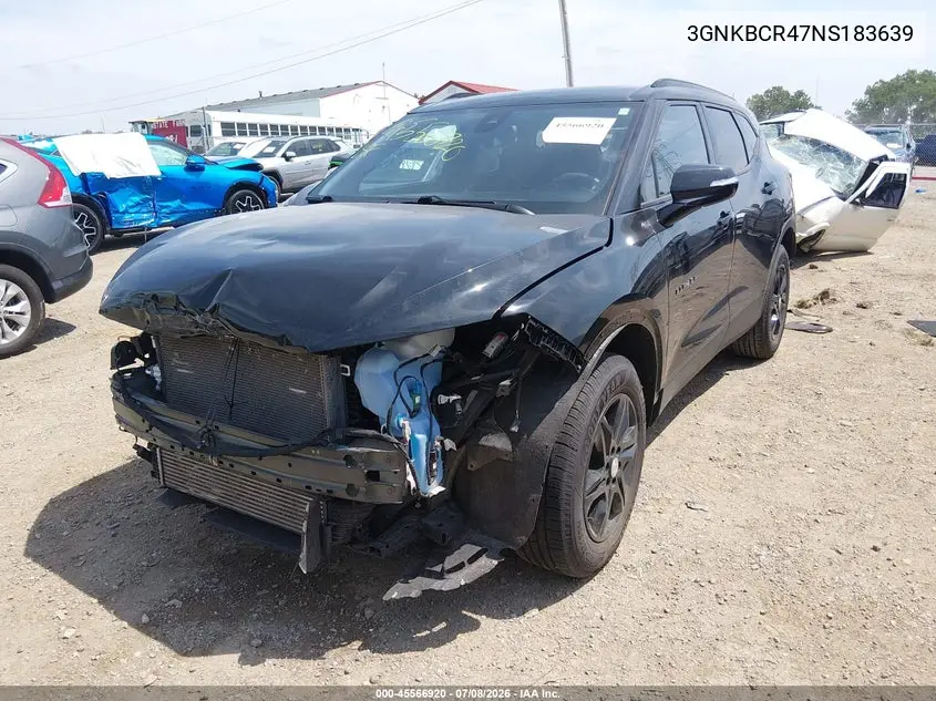2022 Chevrolet Blazer Fwd 2Lt VIN: 3GNKBCR47NS183639 Lot: 45566920