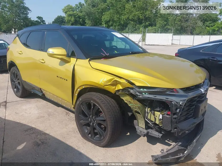 2022 Chevrolet Blazer Fwd Rs VIN: 3GNKBERS4NS139026 Lot: 45572211