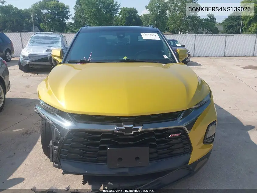 2022 Chevrolet Blazer Fwd Rs VIN: 3GNKBERS4NS139026 Lot: 45572211