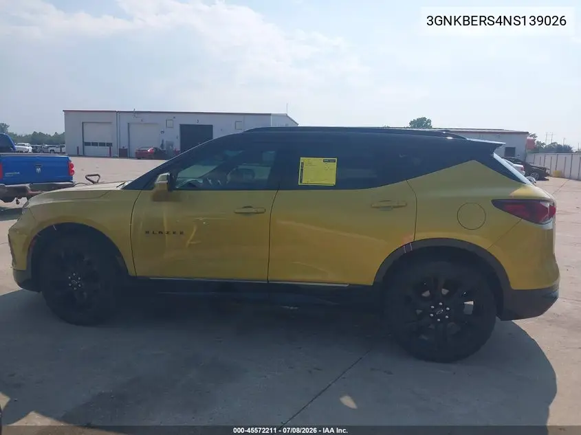 2022 Chevrolet Blazer Fwd Rs VIN: 3GNKBERS4NS139026 Lot: 45572211