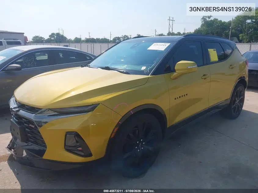 2022 Chevrolet Blazer Fwd Rs VIN: 3GNKBERS4NS139026 Lot: 45572211