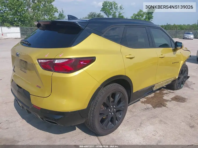 2022 Chevrolet Blazer Fwd Rs VIN: 3GNKBERS4NS139026 Lot: 45572211