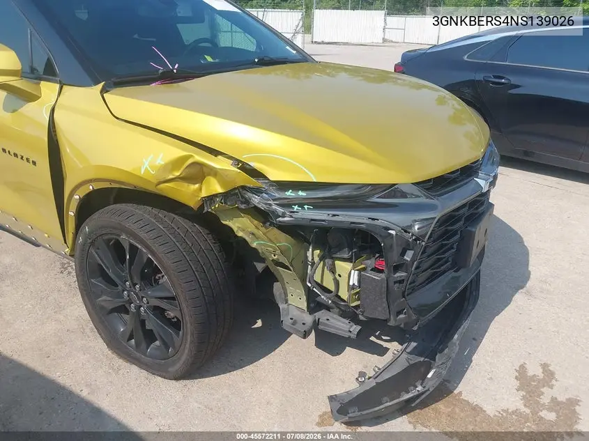 2022 Chevrolet Blazer Fwd Rs VIN: 3GNKBERS4NS139026 Lot: 45572211