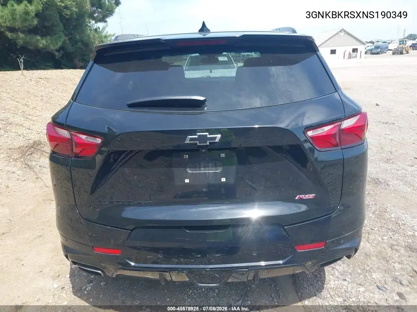 2022 Chevrolet Blazer Awd Rs VIN: 3GNKBKRSXNS190349 Lot: 45578925