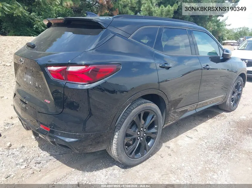 2022 Chevrolet Blazer Awd Rs VIN: 3GNKBKRSXNS190349 Lot: 45578925