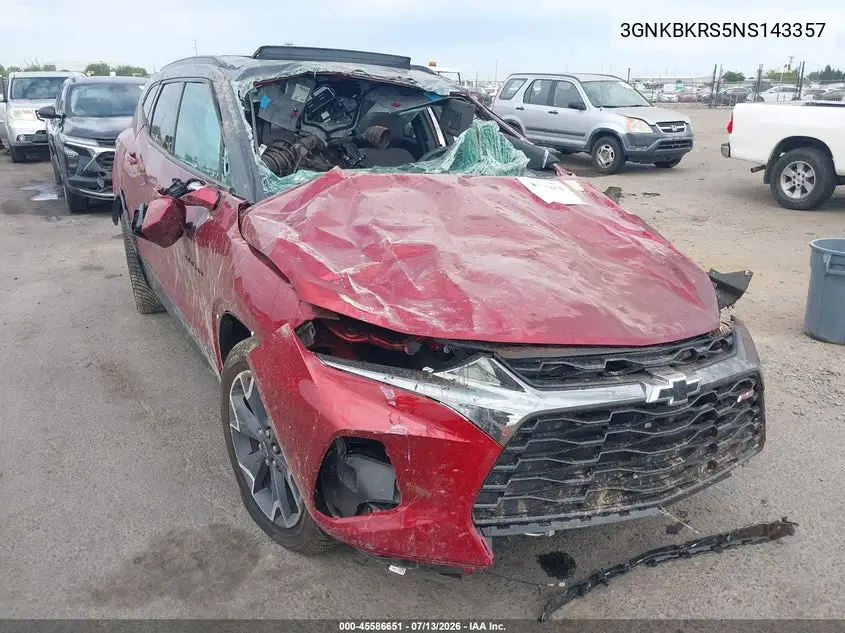 2022 Chevrolet Blazer Awd Rs VIN: 3GNKBKRS5NS143357 Lot: 45586651