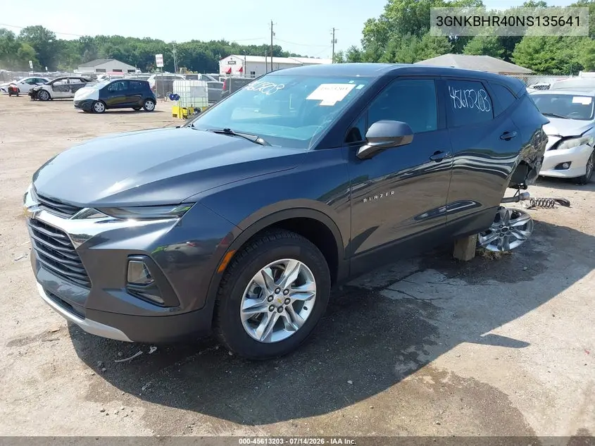 2022 Chevrolet Blazer Awd 2Lt VIN: 3GNKBHR40NS135641 Lot: 45613203