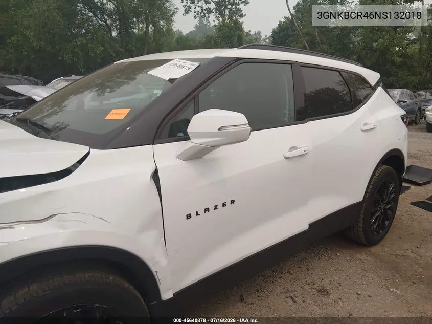 2022 Chevrolet Blazer Fwd 2Lt VIN: 3GNKBCR46NS132018 Lot: 45640878