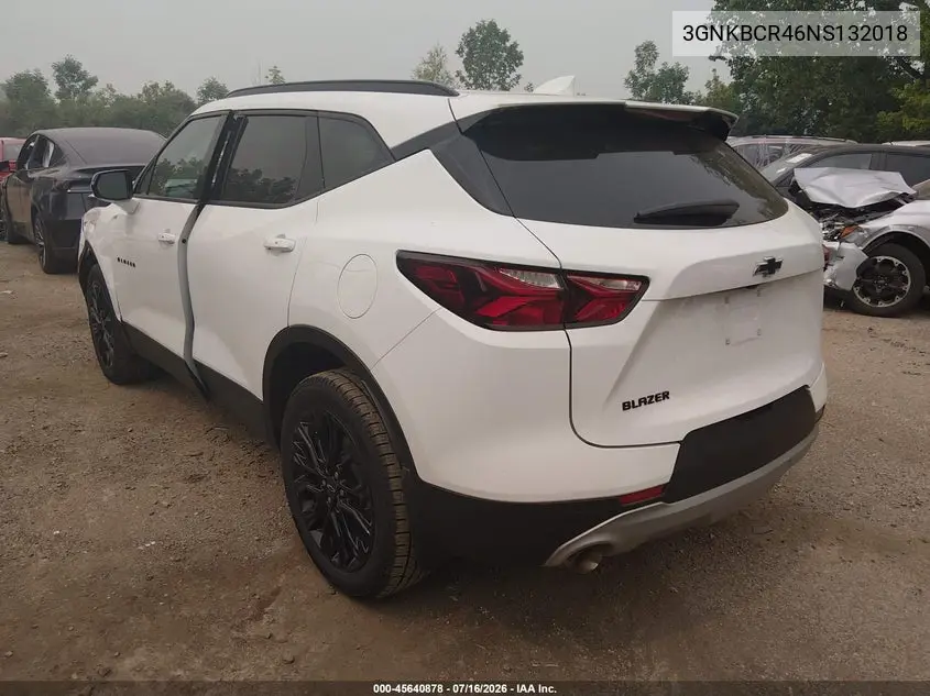 2022 Chevrolet Blazer Fwd 2Lt VIN: 3GNKBCR46NS132018 Lot: 45640878