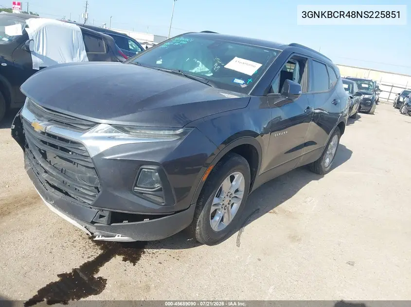 2022 Chevrolet Blazer Fwd 2Lt VIN: 3GNKBCR48NS225851 Lot: 45689090