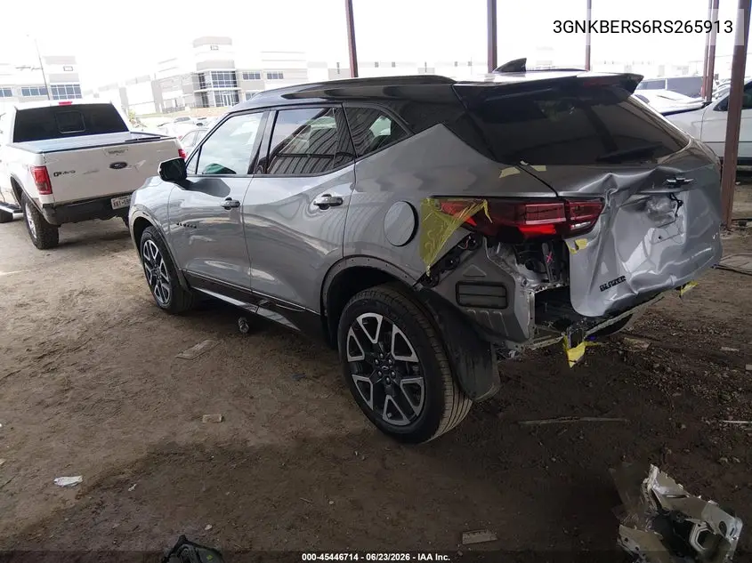 2024 Chevrolet Blazer Fwd Rs VIN: 3GNKBERS6RS265913 Lot: 45446714