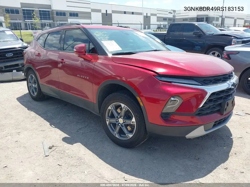 2024 Chevrolet Blazer Fwd 3Lt VIN: 3GNKBDR49RS183153 Lot: 45578638
