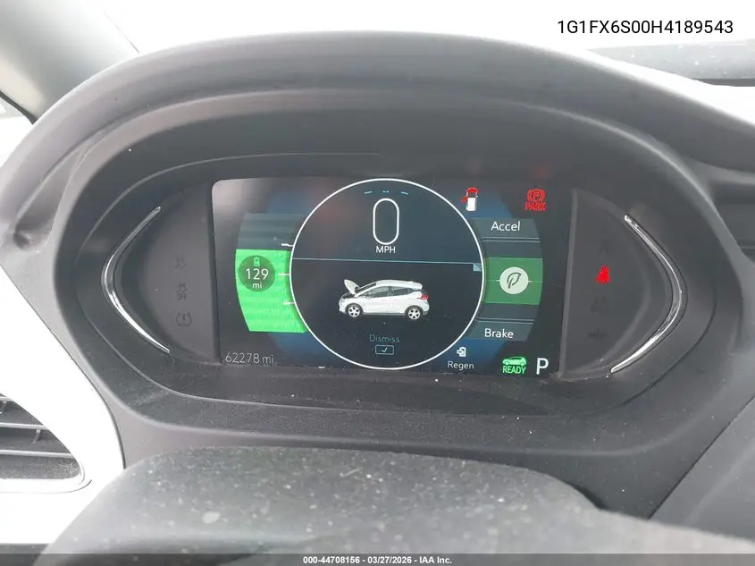 2017 Chevrolet Bolt Ev Premier VIN: 1G1FX6S00H4189543 Lot: 44708156