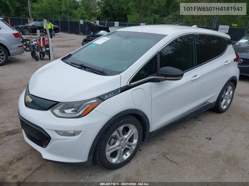 2017 Chevrolet Bolt Ev Lt VIN: 1G1FW6S01H4181941 Lot: 45171673