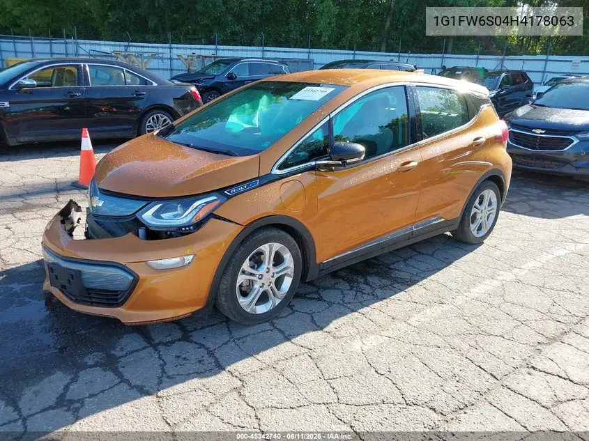 2017 Chevrolet Bolt Ev Lt VIN: 1G1FW6S04H4178063 Lot: 45342740
