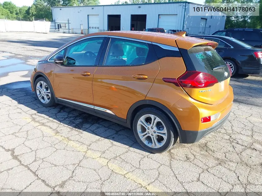 2017 Chevrolet Bolt Ev Lt VIN: 1G1FW6S04H4178063 Lot: 45342740